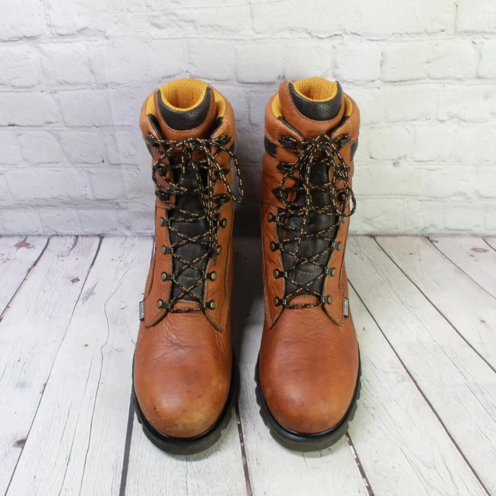 Timberland Pro 95570 Brown Leather Steel Toe Rugged Work Boots Size 10 Wide - Picture 5 of 9